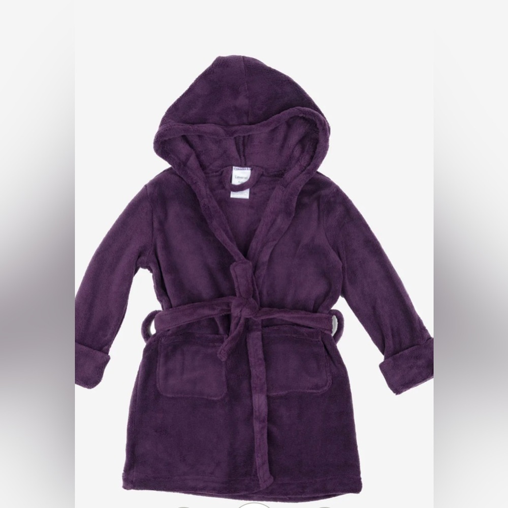 NWOT • Leveret Fleece Classic Hooded Robe 2T Purple w/ Attached Belt & Pockets